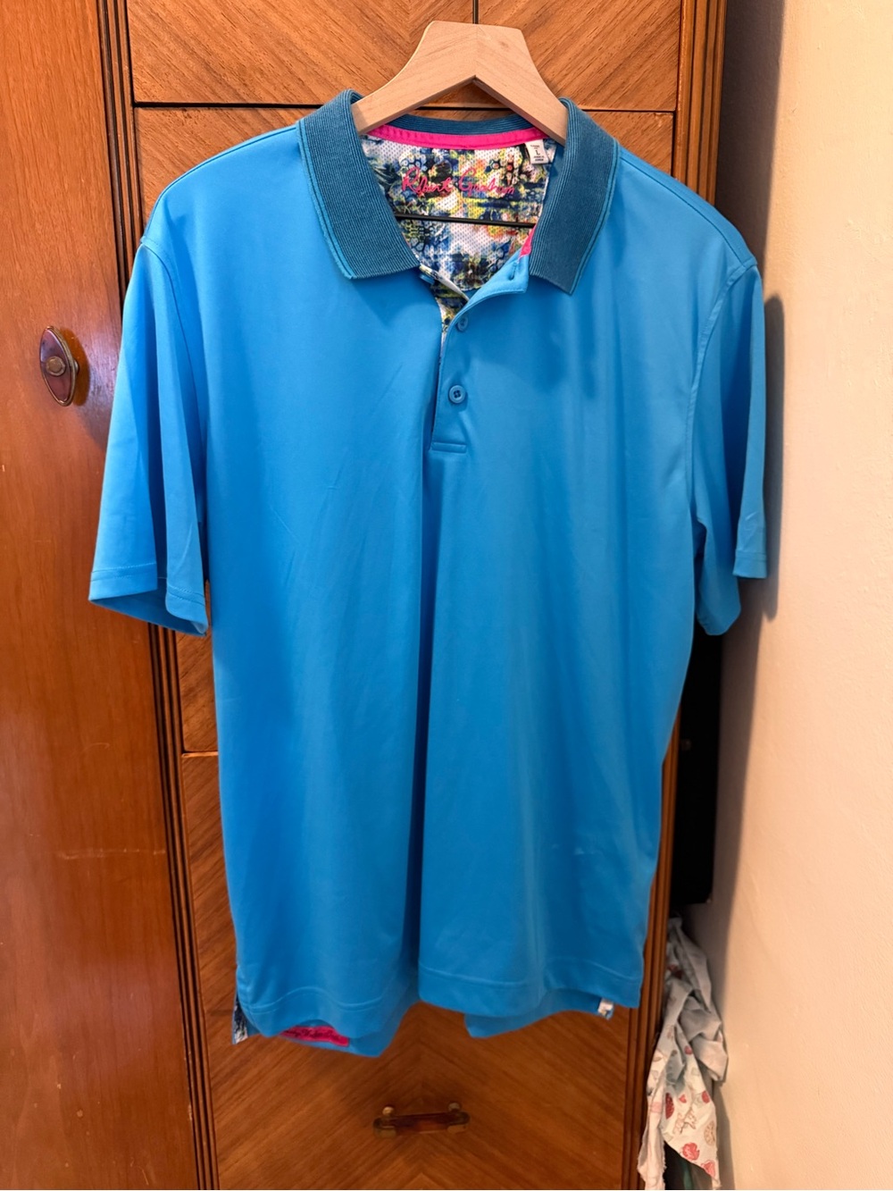 Robert Graham Bright Blue Polo with Teal Contrast Collar